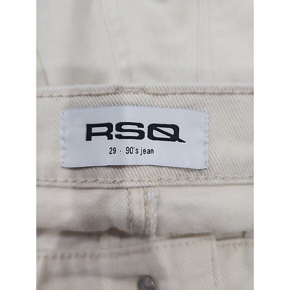 RSQ Jeans Distressed Torn Straight Leg High Rise Ivory Denim 90's Women's 29 - Picture 6 of 8